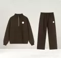 Coffee half-zip straight-leg set