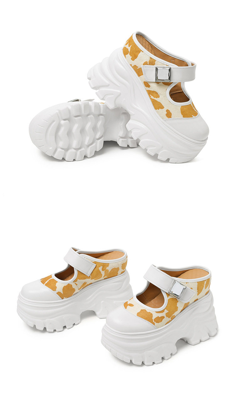 Sandal cao gót nữ hở mũi, đế xuồng 12 cm, quai bọc mũi, phối màu, phong cách dạo phố — [Đen], [Trắng], [Vàng nhạt] chi tiết 17