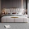 Italian Accessible Luxury Leather Bed with Light Multi-Functional Storage 2m Large Bed Master Bedroom 1.8m Double Bed Modern Simple Wedding Bed