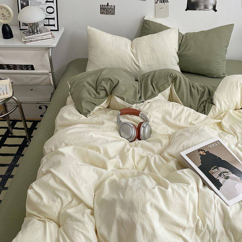 Category a Maternal and Infant Grade, Ultra-Soft Washed Brushed Bed Sheetss and Quilt Covers for Sleeping Naked, Four-Piece Set, Student Dormitory Three-Piece Set, Fitted Bed Sheets 4