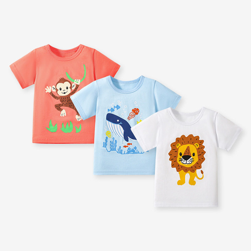 New Summer Short-Sleeve Top, Toddler & Little Kid Cute Cartoon Cotton Boys' T-Shirt