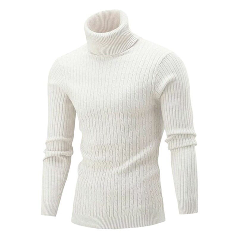 High Collar Cross-Border Autumn and Winter Knitwear Men's Export Trendy Twisted Long-Sleeved Slim Men's Knitted Knitwear Pullover Bottoming Shirt