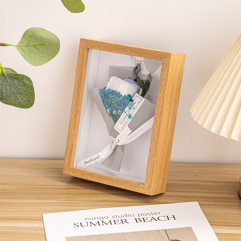 Hollow Stereo Dried Flower Photo Frame DIY Doll Eternal Flower Figure Wooden Simple Specimen Handmade Creative