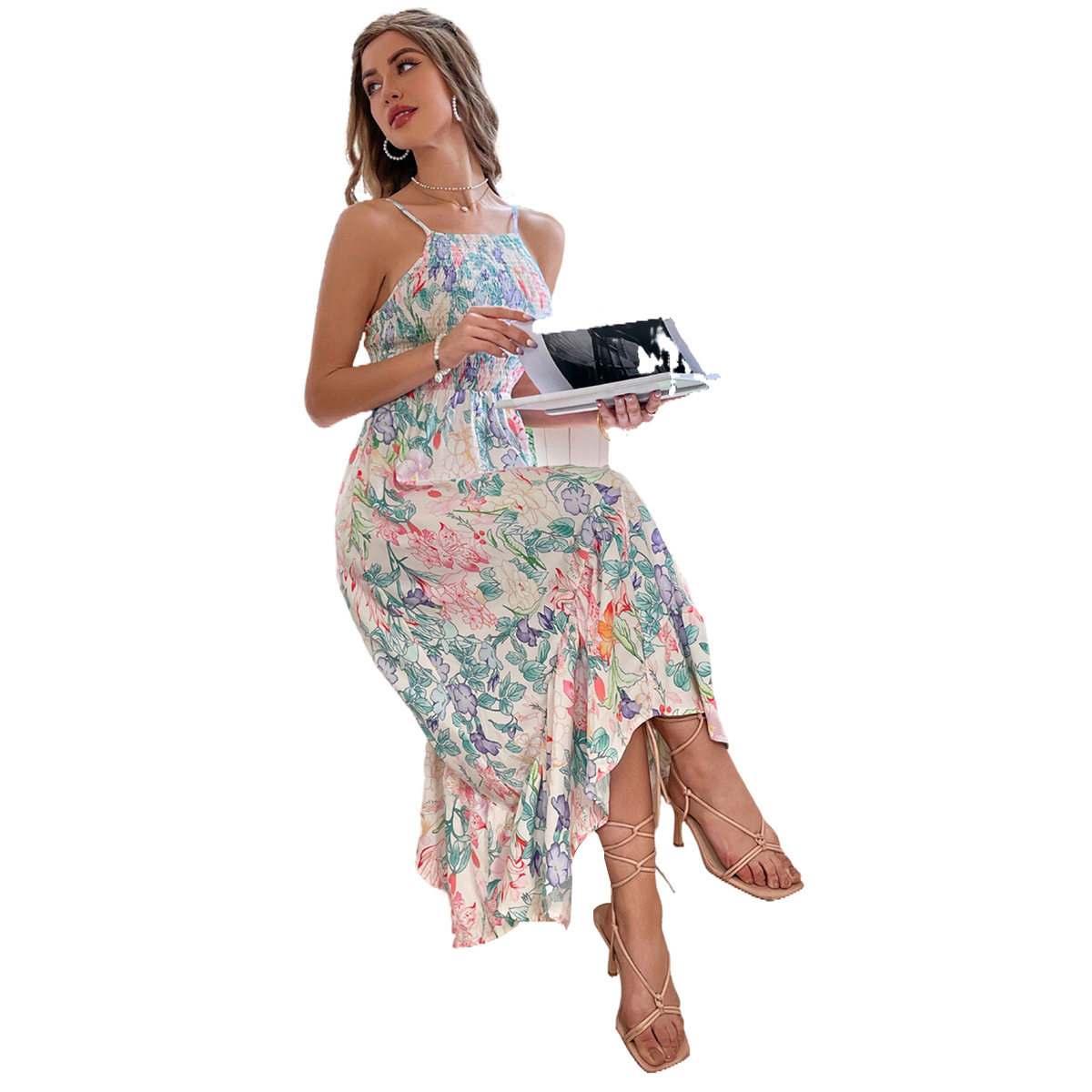 Floral Print Slip Dress Casual Style Elegant Vibe Lightweight Fabric Perfect for Summer Outings Wholesale Available
