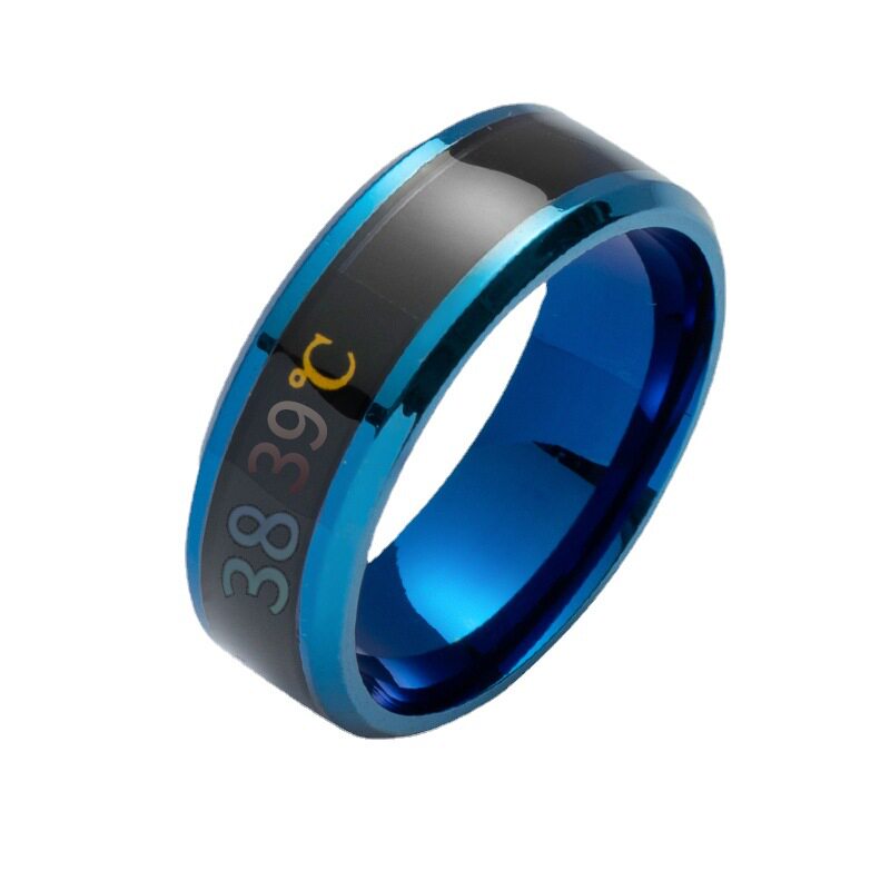 Stainless steel ring men's European and American cross-border intelligent temperature-sensitive discoloration men's tide does not fade cold hip-hop light luxury a generation