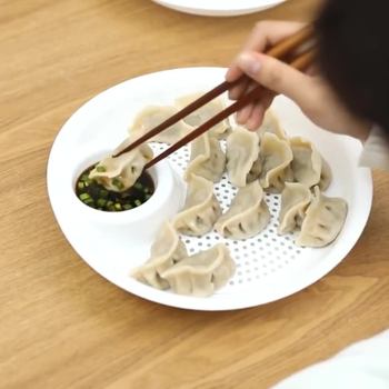 Dumpling plate steamed dumpling plate special with vinegar dish draining double-layer plate plastic creative snack fries plate household plate