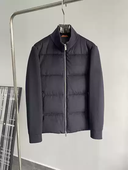 24 Autumn and Winter New Heavy Knitted Collar Jacket Men's Nameplate Badge ZZ Fashion Zipper Down Jacket