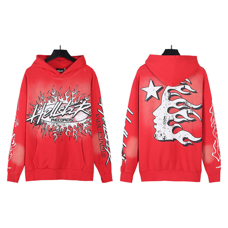 2024 cross-border Hellstar Hell Star print hooded sweatshirt trousers set washed and distressed men's and women's sweatpants