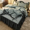 Lace Bed Skirt Four-piece Set Solid Color Girl's Bed Skirt Bed Cover Princess Wind Bed Quilt Cover Three-piece Set Sanding