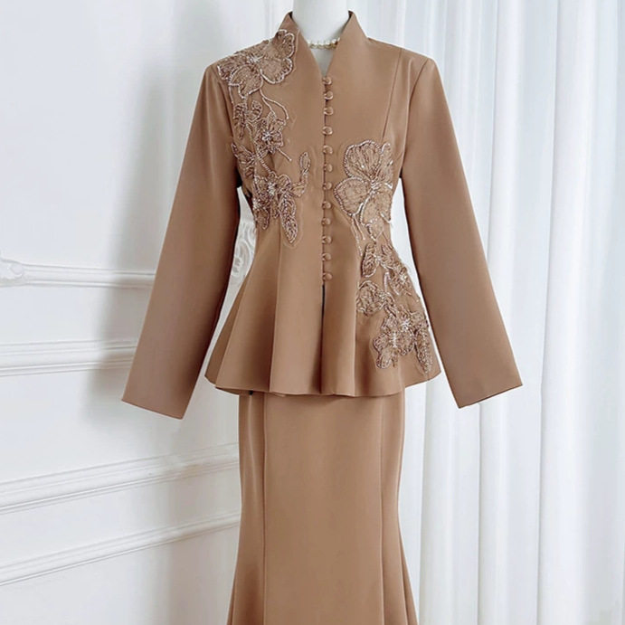 Two Piece Womens Set Slim Fit Cardigan and High Waisted Mermaid Skirt Elegant Autumn Style Wholesale Available