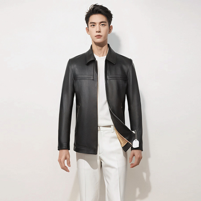 Áo Da Nam Chất Liệu Da Bò Kín Cổ