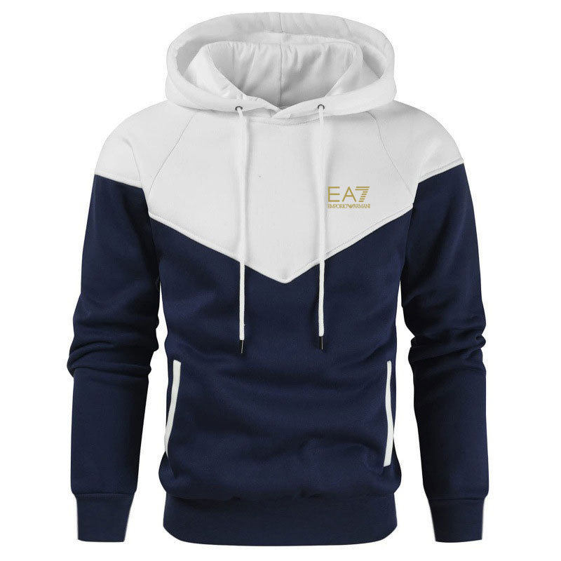 20230 Cross-border Amazon new European and American men's color matching fashion sweatshirt men's casual sports tops