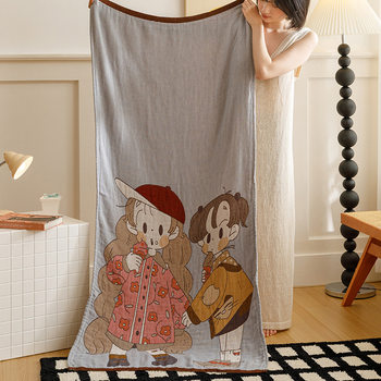 Korean-style Cotton Bath Towel Four-layer Gauze Cotton Linen Absorbent Sweat-absorbent Bath Towel Towel Nap Casual Shawl Blanket
