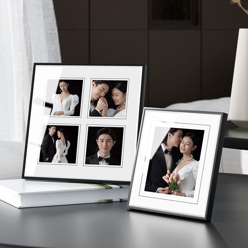 Aibo Studio Style Creative Simple Black High-end Glass Photo Frame 7-inch 10-inch Set Table Wedding Photo Frame