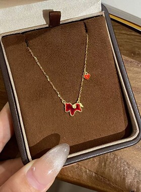 S925纯银红运小马吊坠项链女轻奢级锁骨链新年礼物