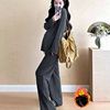 [Customized] Korean Style Autumn and Winter New Velvet Hooded Half-Zip T-Shirt for Pregnant Women, Loose Belly-Covering Slimming Look Sweatshirt