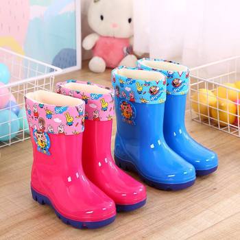 Removable and washable cartoon children's rain boots men's fleece-lined warm children's water shoes cute baby kindergarten children's water shoes women