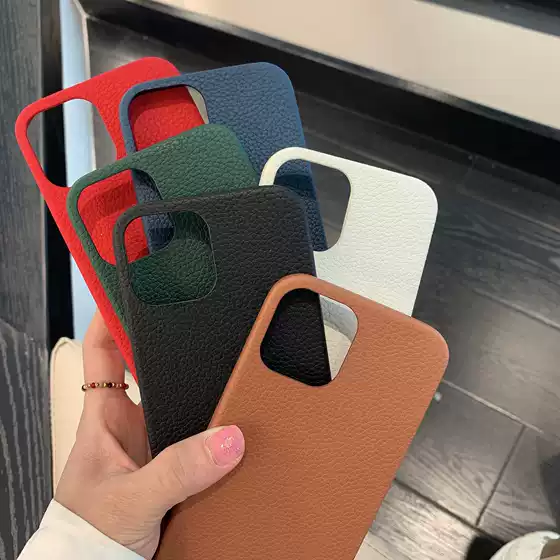 Suitable for Apple 17 Pro Max Caramel Lychee Pattern iPhone 14 Phone Case 12 Ultra-Thin 13/16/11 Three-Pack 15