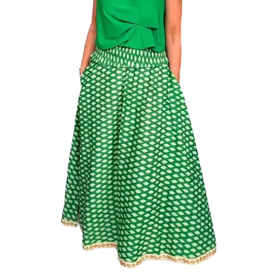 Summer Womens A Line Skirt Diamond Print Pocket Design Casual Style Wholesale Available OEM ODM service
