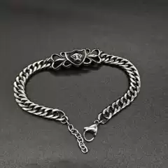 European and American Trendy Personalized Men's Hip-Hop Bracelet Stainless Steel Retro Steel Color Lion Head Men's Bracelet Jewelry Wholesale