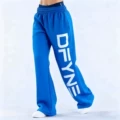 Royal blue wide-leg pants [white letters]