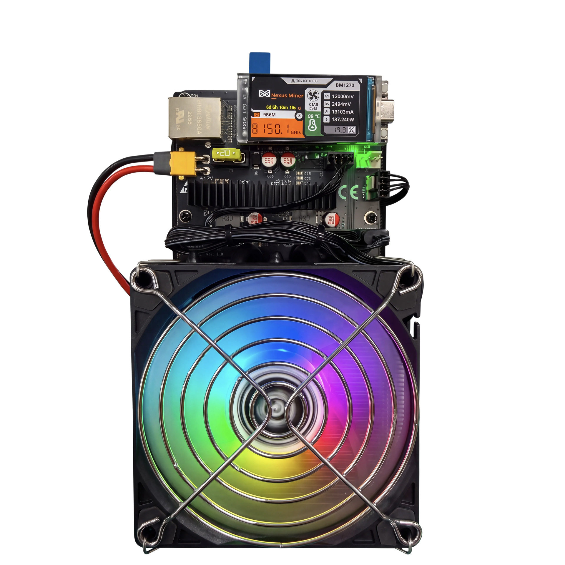 NerdQaxe++ 8TH / s 170W BM1370 Чип Solo Lucky Draw BTC Miner с чипом для майнинга биткоинов
