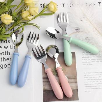 Manufacturer Wholesale Stainless Steel Kidsren's Tableware Fork and Spoon Box Set Baby Food Training Knife and Spoon Short Handle Six-Piece Set