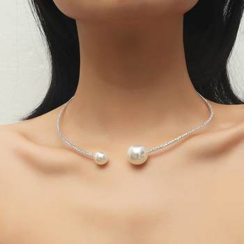 Machica fashion simple cross-border hot bridal jewelry elegant shiny rhinestone pearl collar necklace exquisite