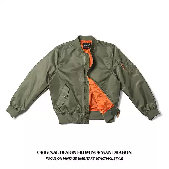 Normanlong American Military Uniform Air Force Ma1 Spring and Autum Thin Bomber Jacket Men's Loose Couple Nylon Baseball Uniform