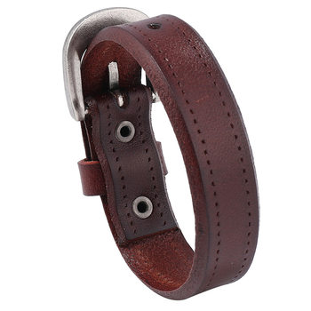 European and American punk rock men's leather bracelet simple smooth retro cowhide bracelet cross-border new accessories