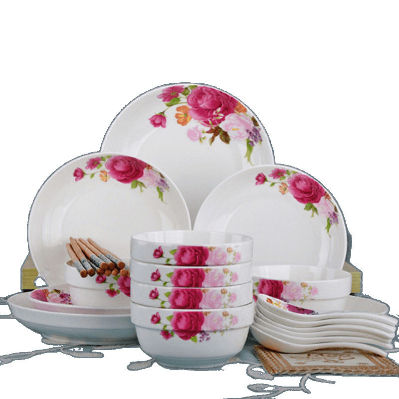 Kitchen Tableware Full Set Household Set Bowls and Plates Noodle Bowls Tableware Dishes Combination Large Pots and Pans Ceramics