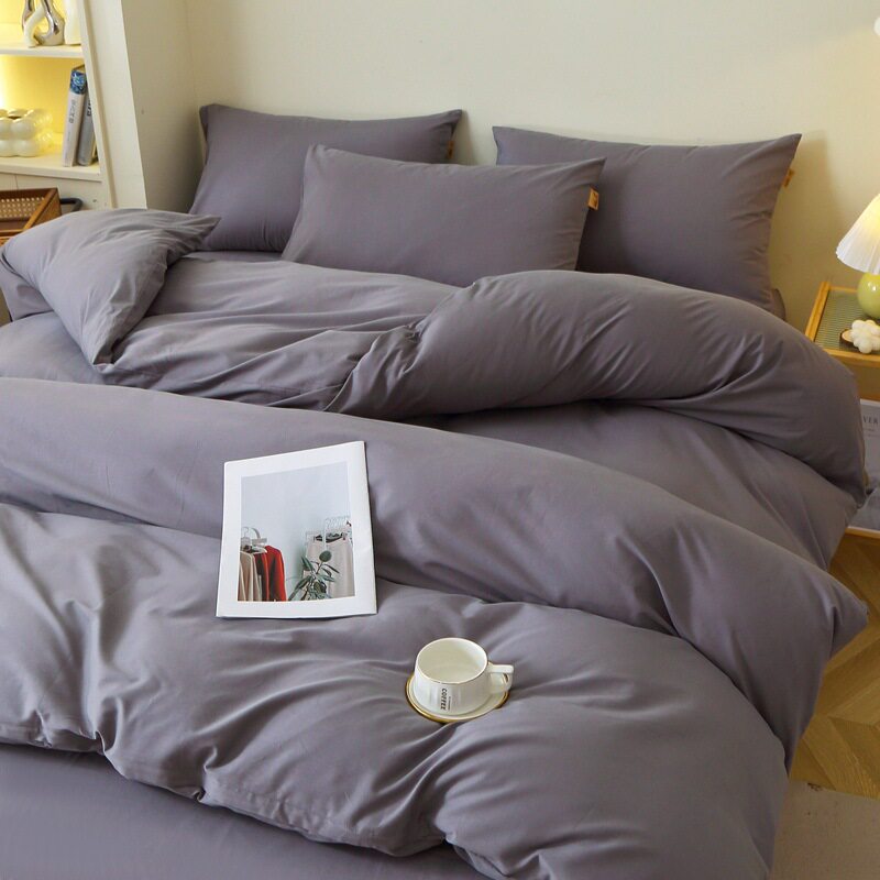 Cotton brushed four-piece set new pure cotton bed sheet quilt cover dormitory single fitted sheet three-piece set