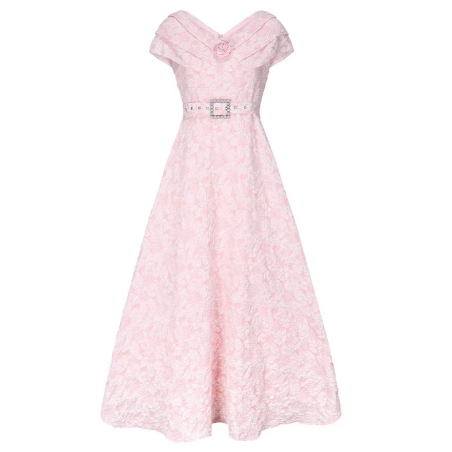 French Style Blue Floral Maxi Dress for Women Summer High Waist Puff Sleeves A Line Silhouette Elegant Casual Wear
