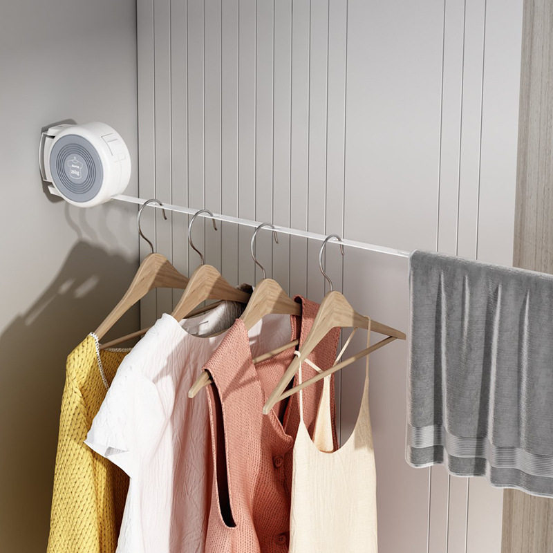 Invisible Clothesline Indoor Balcony Outdoor Household Bathroom Toilet Rotating Retractable Clothes Drying Belt with Holes