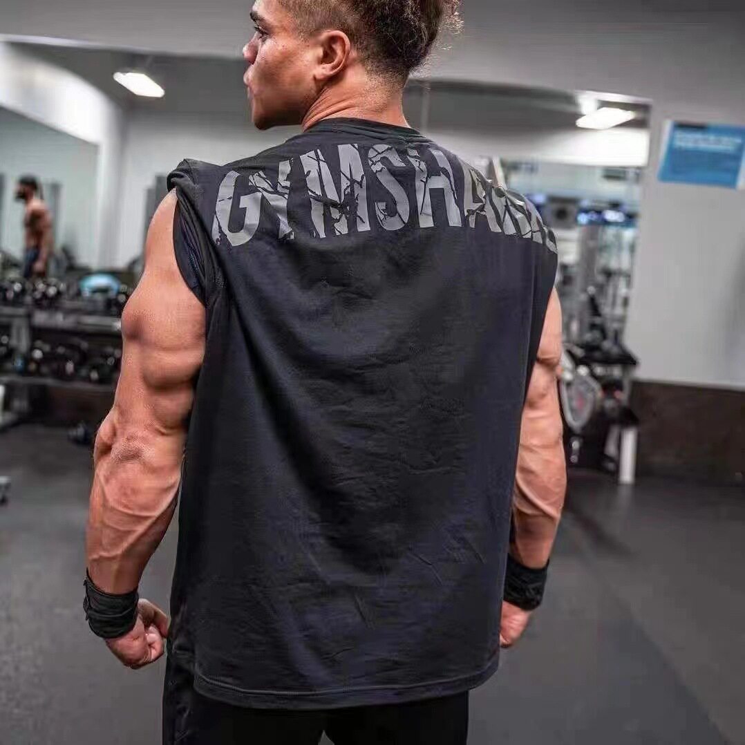 Футболка Gymshark power для фитнеса, спортивная футболка свободного кроя с короткими рукавами из эластичного хлопкового волокна для мужчин Изображение 1