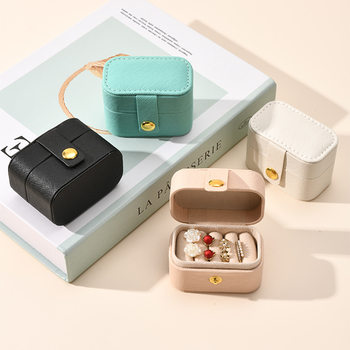 In-Stock Mini Ring Storage Box, Portable Travel Clutch, Multi-Slot Small Box with Flip Cover and Snap Button for Rings and Jewelry
