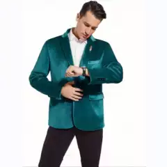 Men's Velvet Blazer Slim Fit Fashion Single Button Casual Suit for Young Men Trendy Wedding Banquet Formal Wear