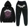 Black with Purple Mesh and White Spider Design
