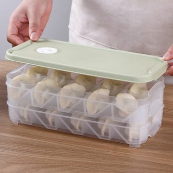 Stackable dumpling box storage multi-layer covered household refrigerator crisper compartment dumpling tray non-stick quick-frozen box