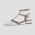 White patent leather 3cm thick heel