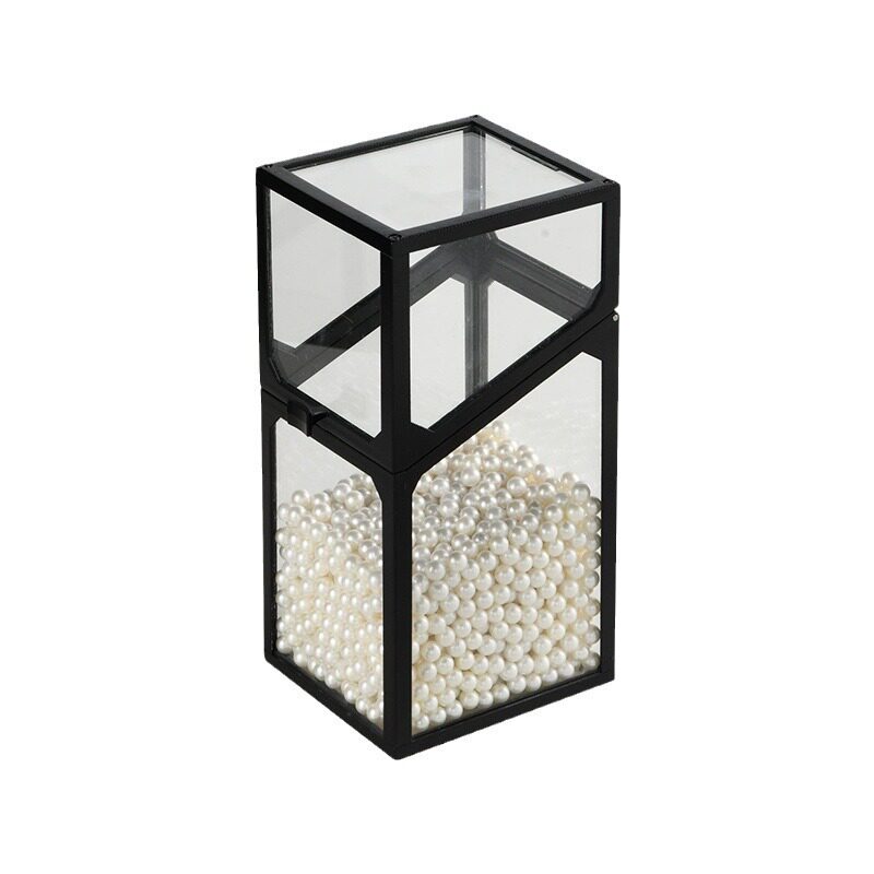 Customized Plastic Edge Glass Dressing Table Transparent Flip-Top Dust-Proof Desktop Organizer Lipstick Eyebrow Pencil Makeup Brush Storage