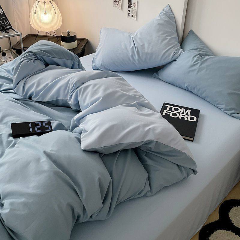 Soft and Skin-Friendly Quilt Cover, Four-Piece Bed Sheet Set, Three-Piece Student Dormitory Set, Portable Quilt Cover That Does Not Pill