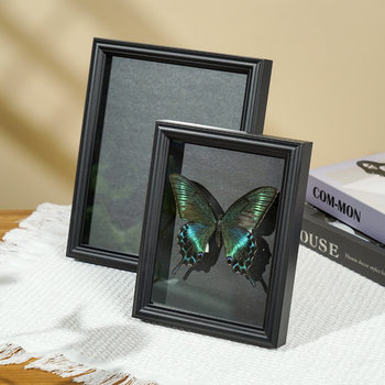 European Retro Butterfly Specimen Photo Frame 6inch DIY Hollow Stereo Picture Frame Wooden Table Square Photo Studio Photo Frame