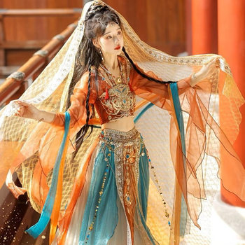 Authentic [Dream Dunhuang] Exotic Style Han Dynasty Dunhuang Feitian Heavy Embroider Western Girl Spring and Summer Dance Costume