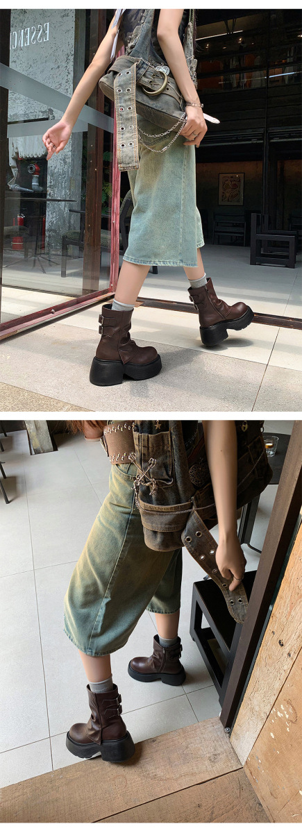 Boot nữ da bò cổ thấp gót xuồng khóa kéo bên hông — Lớp lót đơn màu đen, Lớp lót đơn màu nâu, Lót nhung đen, Lót nhung màu nâu