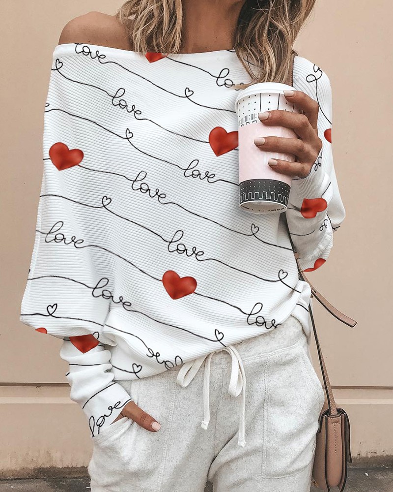 2021Early autumn New Products Europe Foreign trade Women Long sleeve Loose Printing Neck Dew Shoulder Temperament Commuter Hedgi 2021初秋新品欧美外贸女装长袖宽松印花圆领露肩气质通勤套头t恤 2021Early autumn New Products Europe Foreign trade Women Long sleeve Loose Printing Neck Dew Shoulder Temperament Commuter Hedging tShirt 