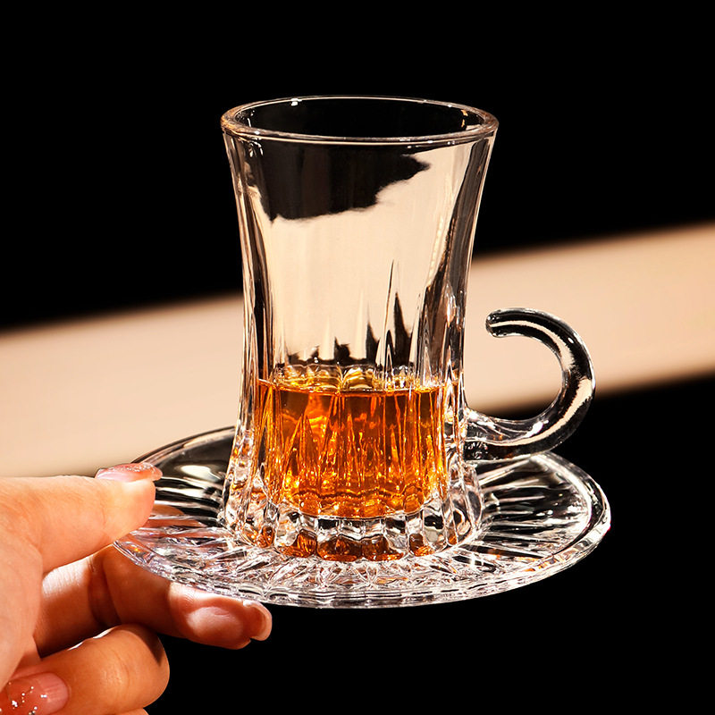 Креативная турецкая кофейная чашка с блюдцем, чашка для горячего напитка, стеклянная чашка из тыквы в европейском стиле, маленькая чашка для черного чая, мужская чашка Изображение 1