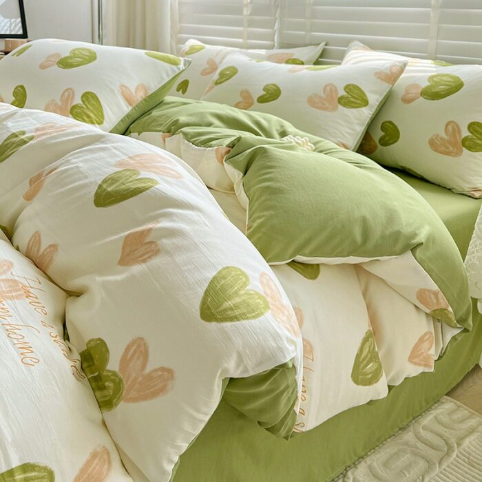 Double-Layer Gauze Four-Piece Set Washed Cotton and Linen Dormitory Three-Piece Set Single and Double Quilt Cover Sheet Brushed Bedding Set Wholesale