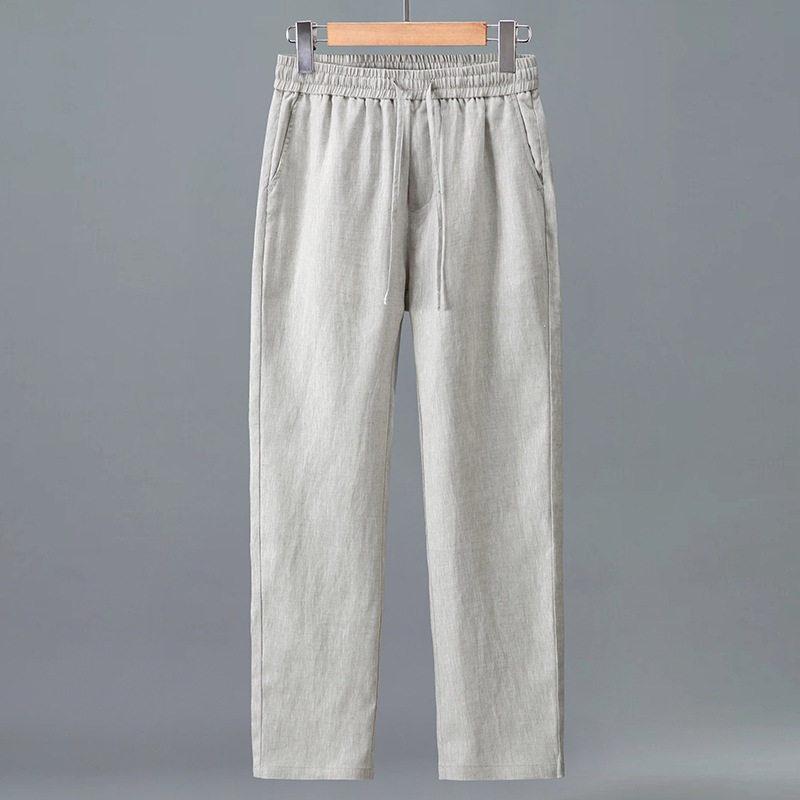 套装亚麻长袖衬衫男中国风休闲纯麻口袋宽松开衫长裤麻料外穿