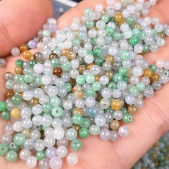 Factory Direct Sales Natural Burmese Jade A-Grade Three-Color Rice Beads Waxy Seed Loose Beads DIY Bracelet Necklace with Beads Wholesale